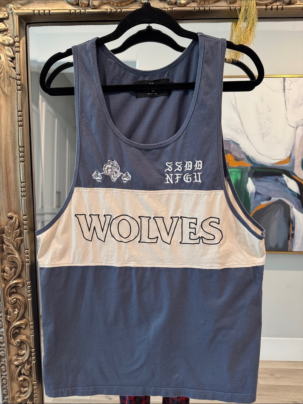 Darc Sport Blue and Cream WOLVES Athletic Tank Top